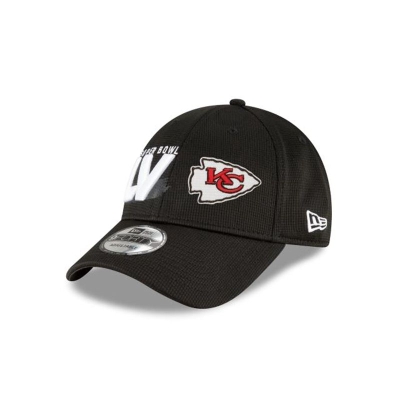 Black Kansas City Chiefs Hat - New Era NFL Super Bowl LV 9FORTY Adjustable Caps USA3684719